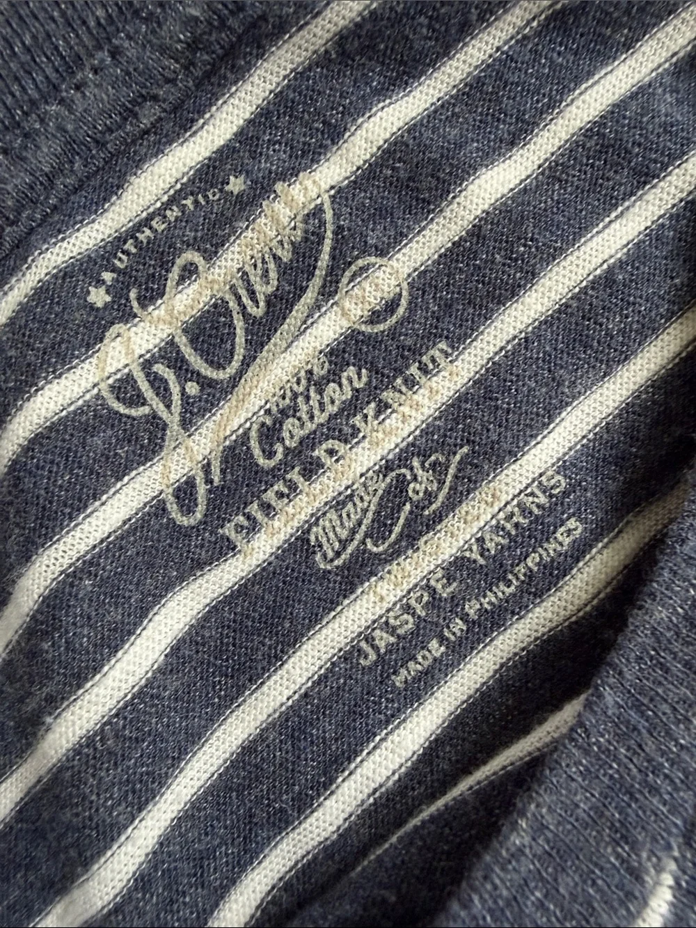 J Crew men’s short sleeve navy blue and white striped T Shirt XL  field knit